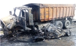 فوری: تصادف شدید اتوبوس و کامیون در محور ساری تاکام