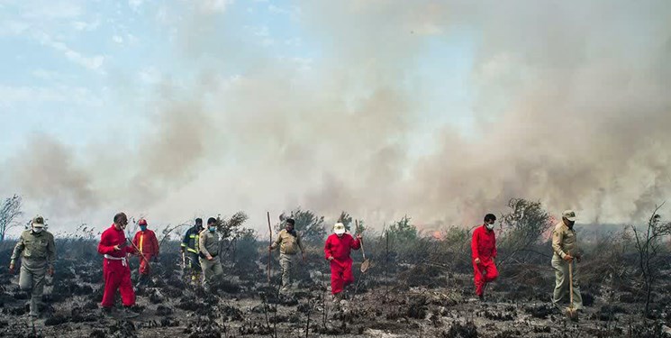 مهار آتش‌سوزی در پناهگاه حیات وحش میانکاله/ 4 هزار مترمربع از مراتع در آتش سوخت