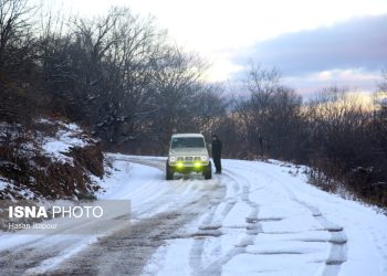 بارش برف پائیزی در جنگل کوهستانی سوادکوه