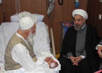 آیت الله نظری در بیمارستان تهران بستری شد+ تصاویر ملاقات از معظم له
