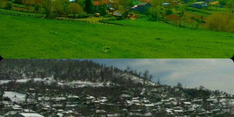 بهار و زمستان روستای ازنی در یک قاب تصویر